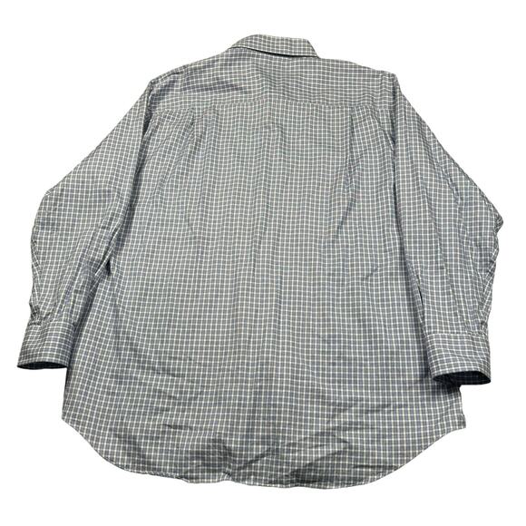 David Donahue Dress Shirt 18 34/35 Big Button Down Gingham Blue Long Sleeve - Picture 6 of 7